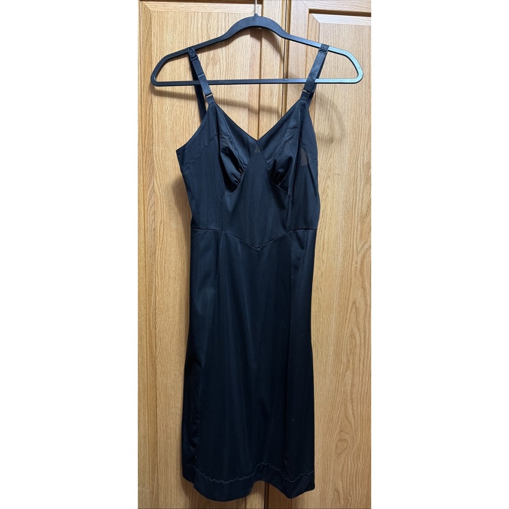 Vintage Black V-Neck Full Slip - Size Small/Med